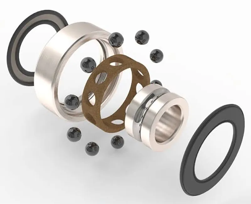 Exploded view of a hybrid ceramic bearing Exploded view of a hybrid ceramic bearing