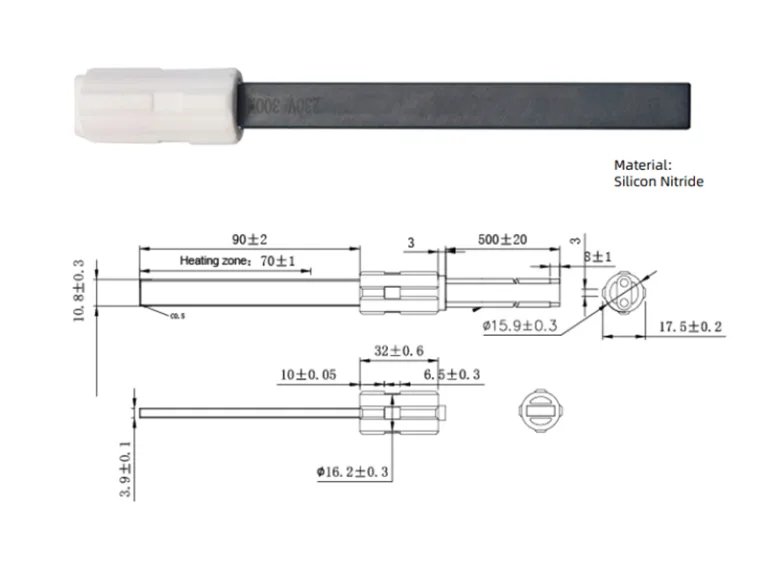 Silicon nitride ceramic heating elements